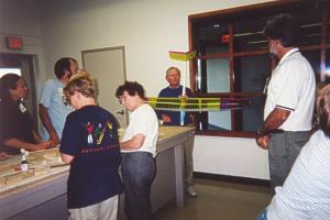 Bob Johnson with a radio-controlled model glider.